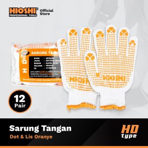 Sarung Tangan Kain Katun HD / Putih Bintik Oranye - HIOSHI - 12 Pasang